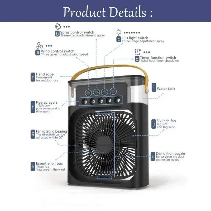 Ventilador Enfriador Portátil 3 en 1 Mini Aire Acondicionado