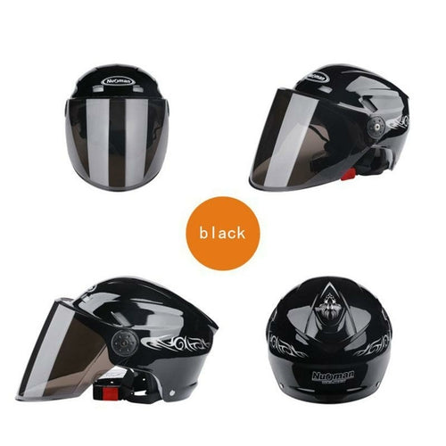 Casco Moto Cara Abierta con Visera y Protección Solar Negro Racing Off