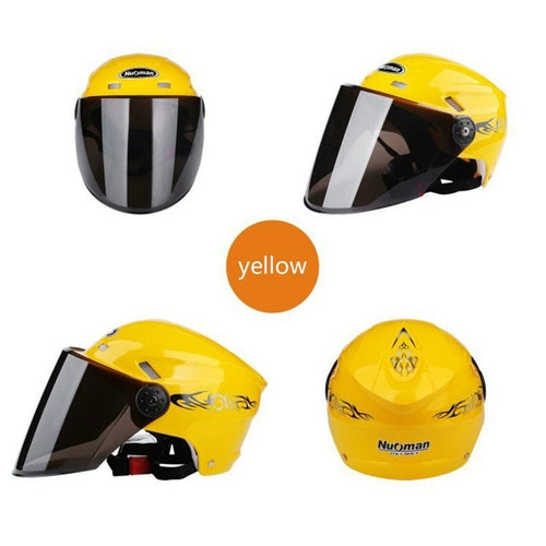 Casco Moto Cara Abierta con Visera y Protección Solar Negro Racing Off