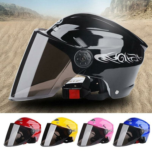 Casco Moto Cara Abierta con Visera y Protección Solar Negro Racing Off