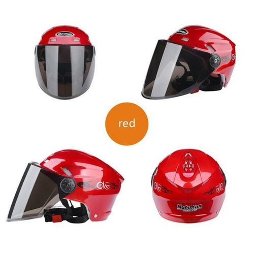 Casco Moto Cara Abierta con Visera y Protección Solar Negro Racing Off